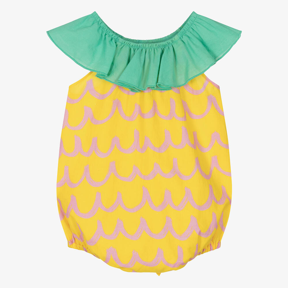 Stella McCartney Kids-تبّان أطفال بناتي قطن عضوي لون أصفر وأخضر | Childrensalon Outlet