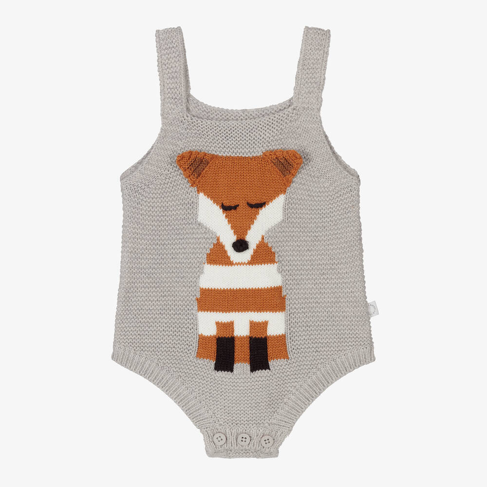 Stella McCartney Kids - Baby Grey Knitted Fox Shortie | Childrensalon