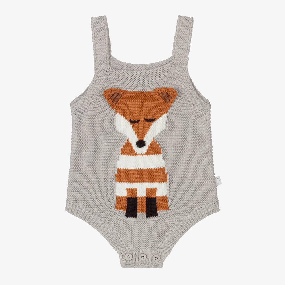 Stella McCartney Kids-Baby Grey Knitted Fox Shortie | Childrensalon Outlet