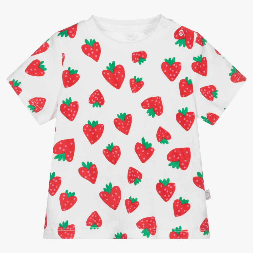 Stella McCartney Kids-تيشيرت أطفال بناتي قطن عضوي لون عاجي | Childrensalon Outlet
