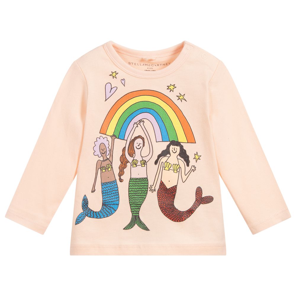 Stella McCartney Kids - توب قطن عضوي لون زهري للمولودات | Childrensalon