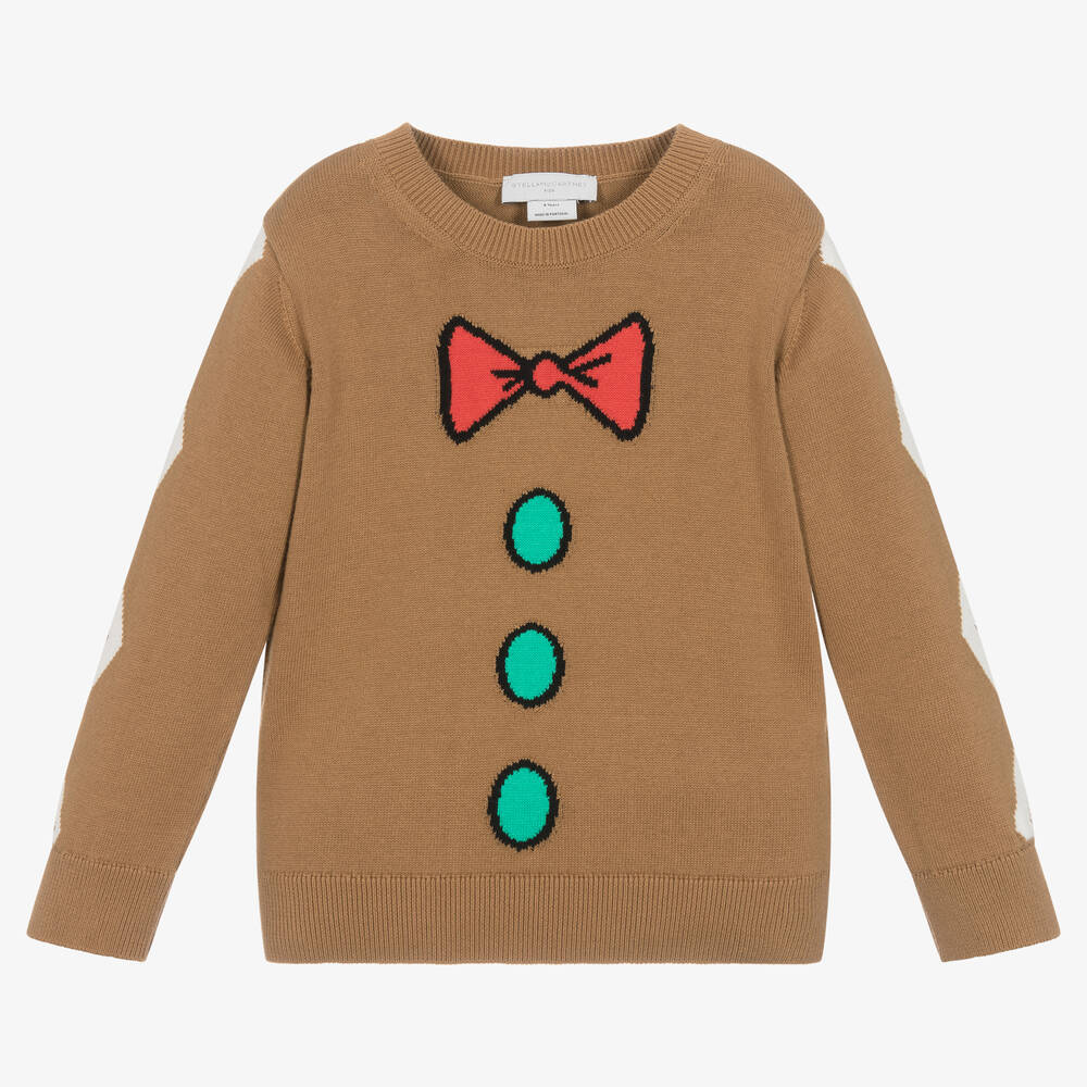 Stella McCartney Kids - Beige Cotton Knit Gingerbread Sweater | Childrensalon