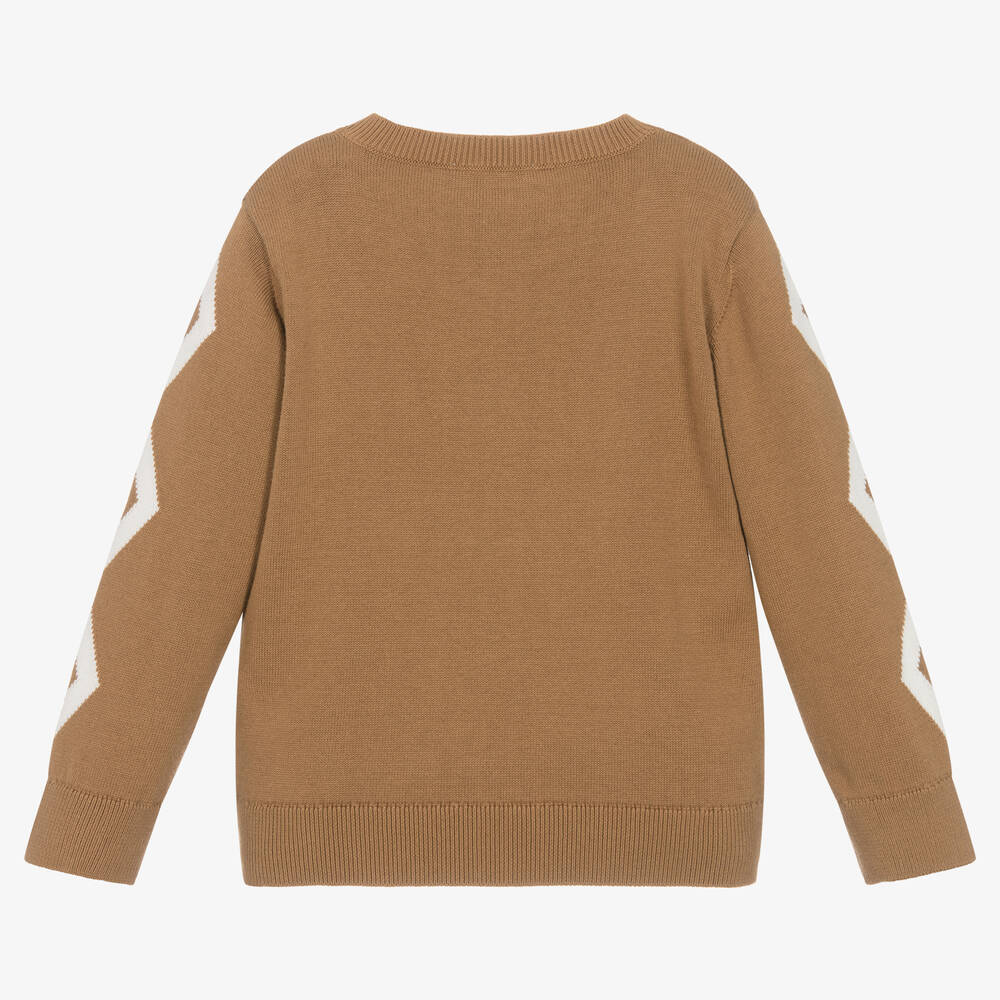 Stella McCartney Kids-Beige Cotton Knit Gingerbread Sweater | Childrensalon Outlet