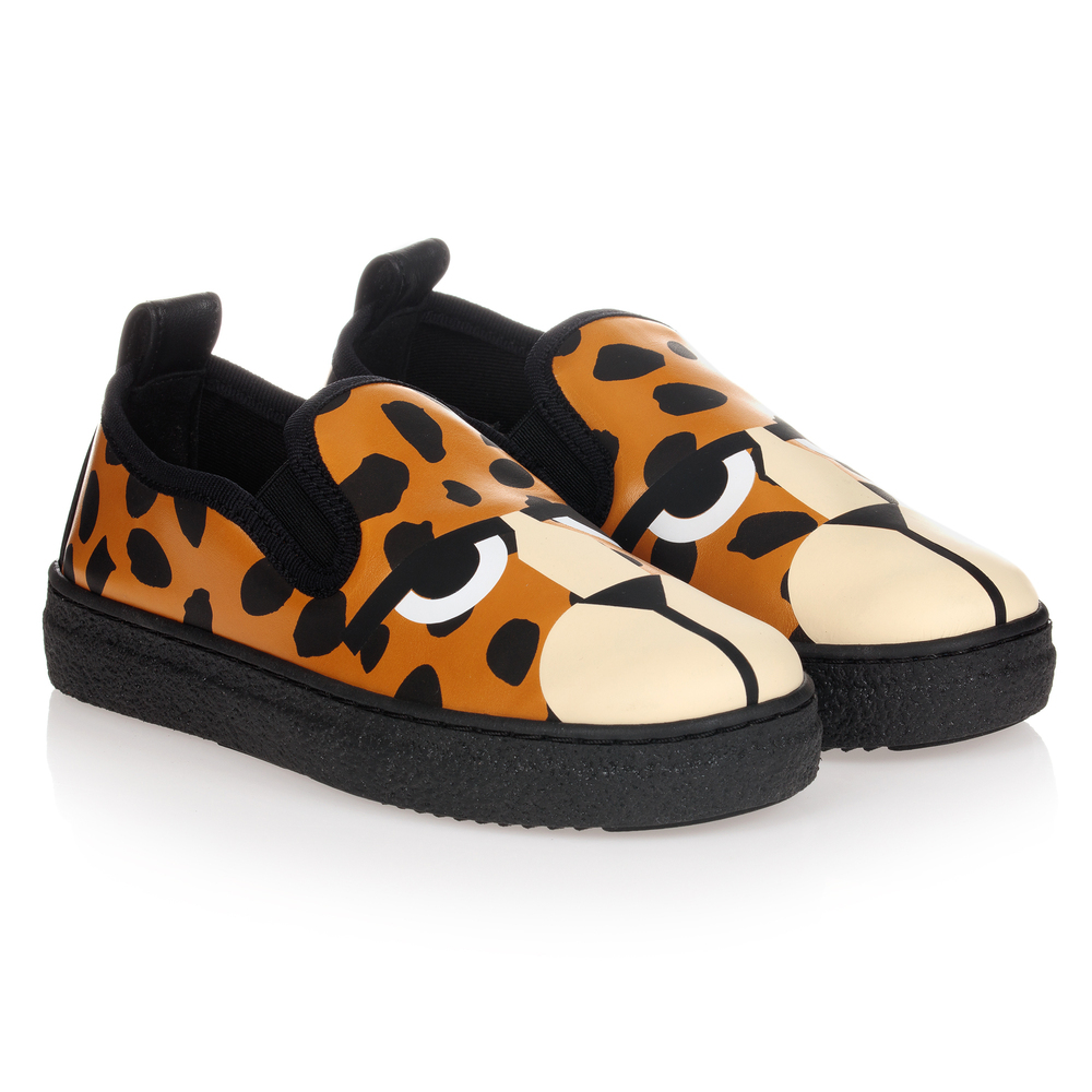 Stella McCartney Kids - Black Cheetah Slip-On Shoes | Childrensalon