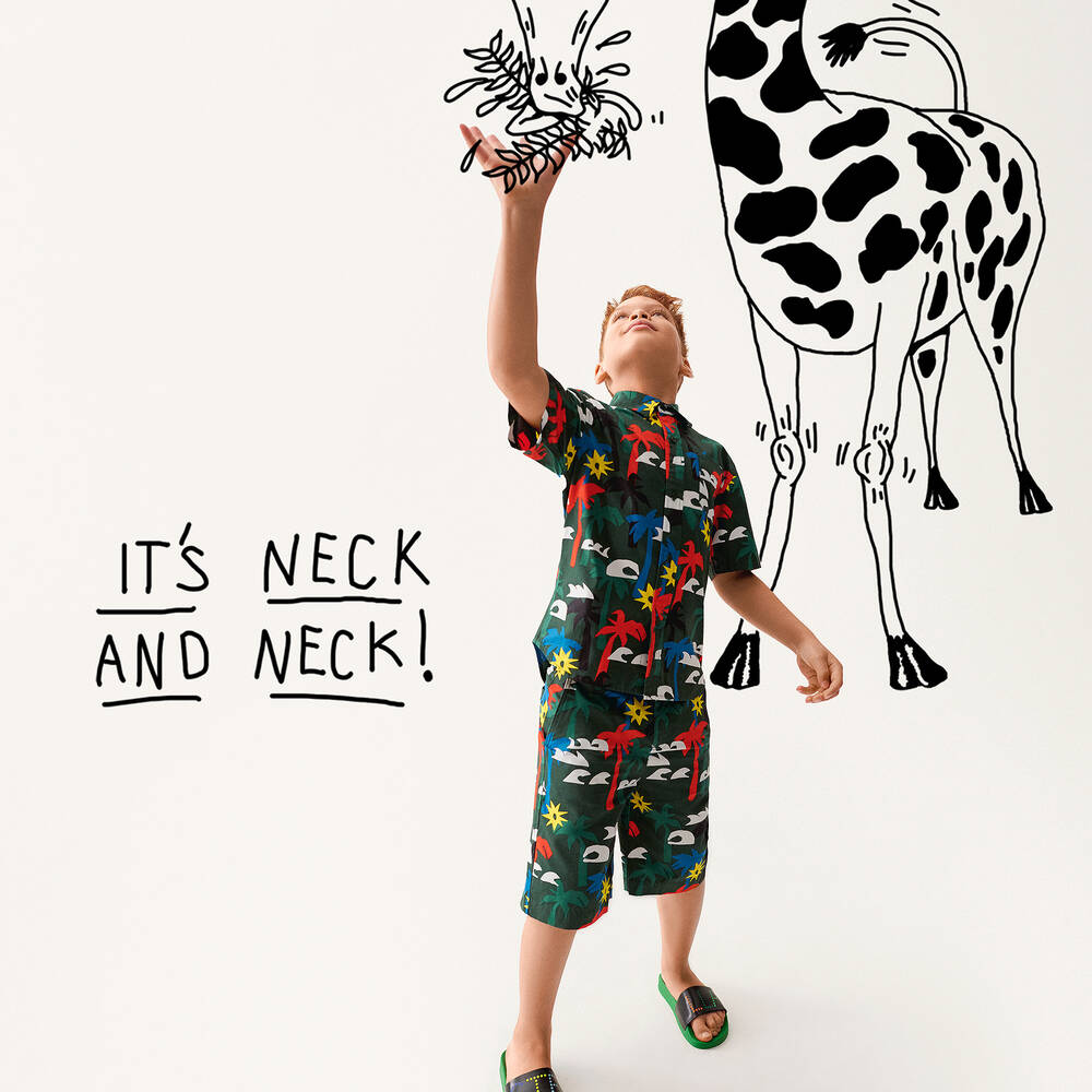 Stella McCartney Kids-Black Cotton Bermuda Shorts | Childrensalon Outlet