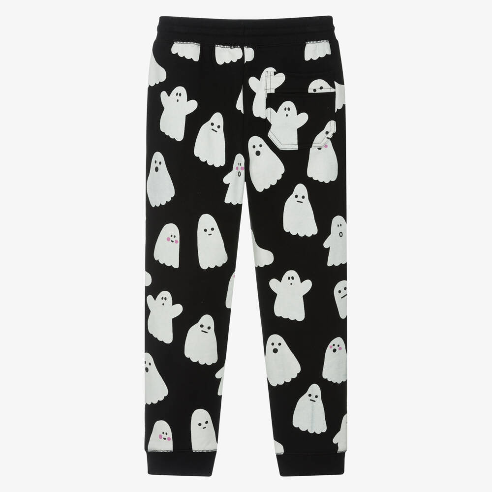 Stella McCartney Kids-Black Cotton Jersey Joggers with Ghost Print | Childrensalon Outlet