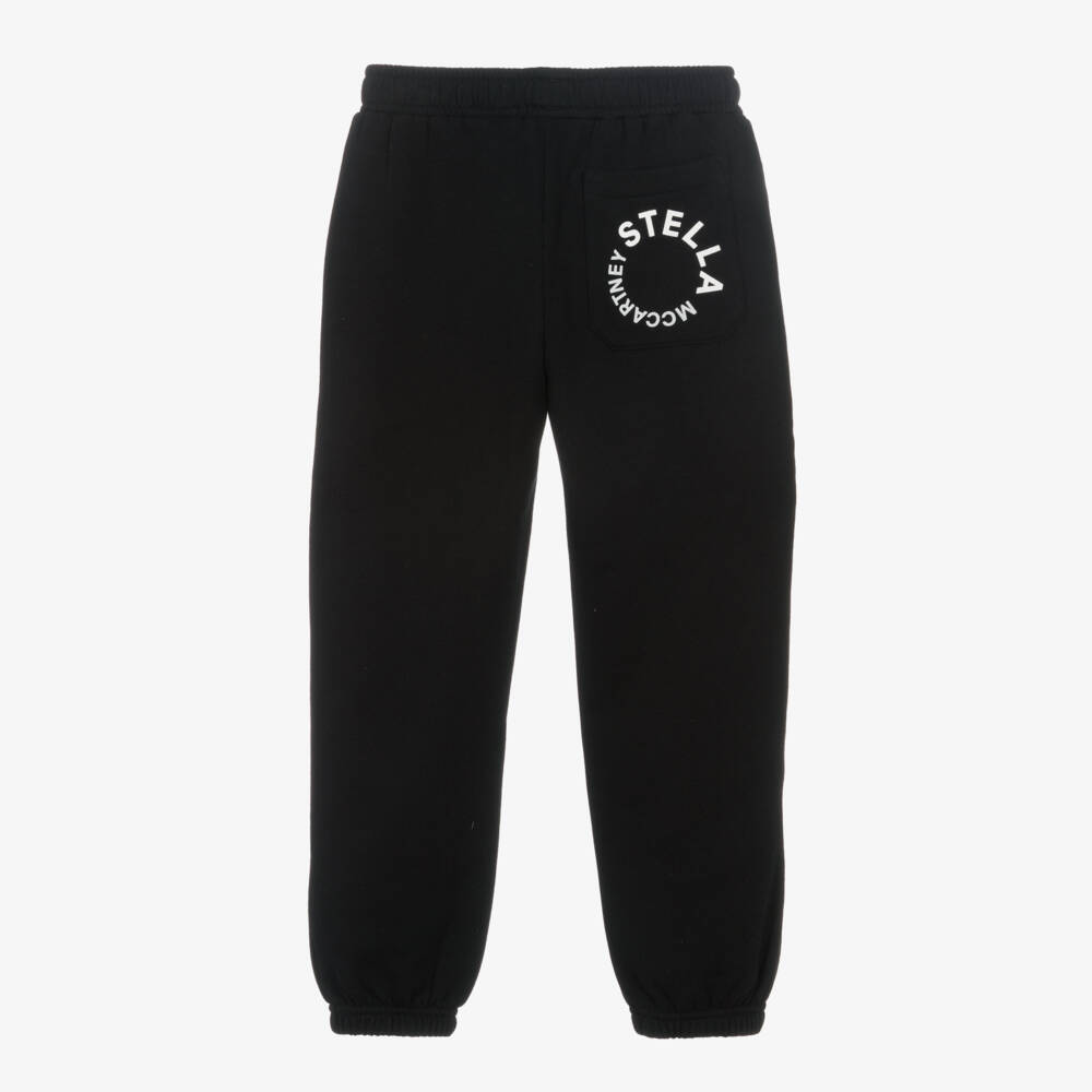 Stella McCartney Kids-Black Cotton Joggers With Circle Logo | Childrensalon Outlet