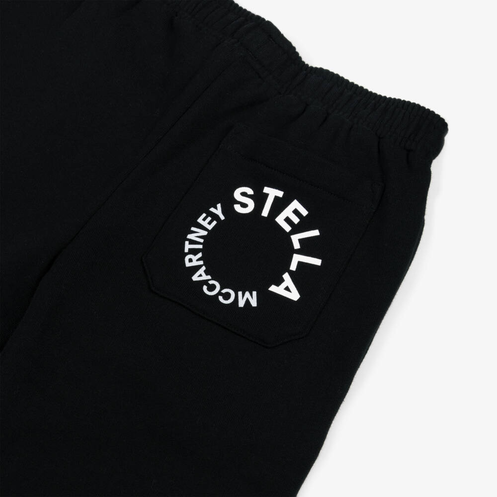 Stella McCartney Kids-Black Cotton Joggers With Circle Logo | Childrensalon Outlet