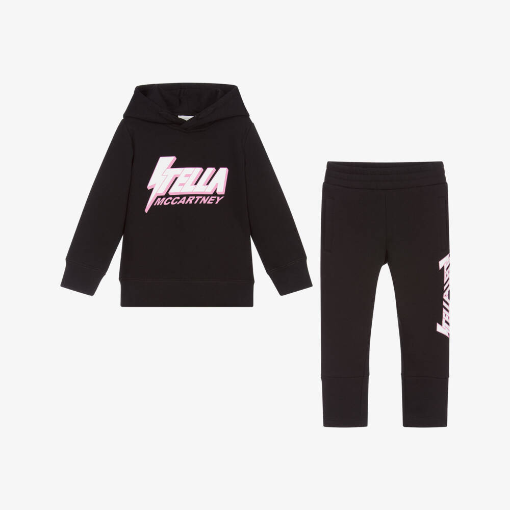 Stella McCartney Kids-تراكسوت قطن جيرسي صديق للبيئة لون أسود للبنات | Childrensalon Outlet