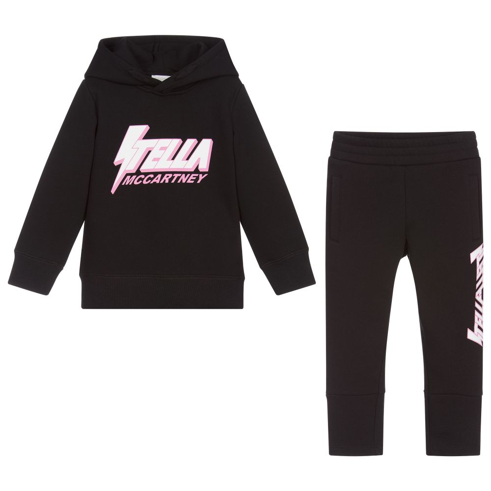 Stella McCartney Kids-Black Cotton Logo Tracksuit | Childrensalon Outlet