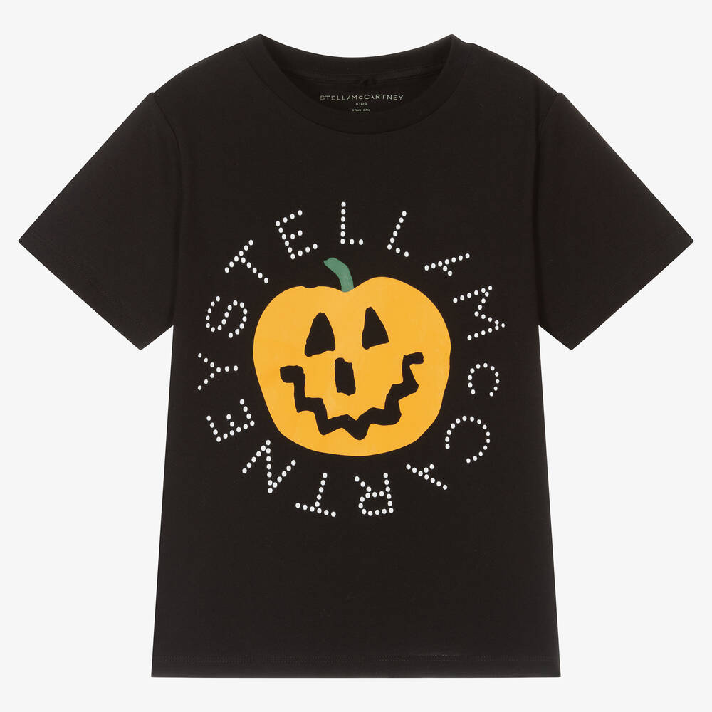 Stella McCartney Kids-تيشيرت قطن جيرسي عضوي لون أسود | Childrensalon Outlet
