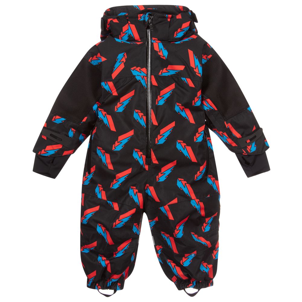 Stella McCartney Kids Ski Wear Capsule - Schwarzer Schneeanzug mit Blitzmuster  | Childrensalon