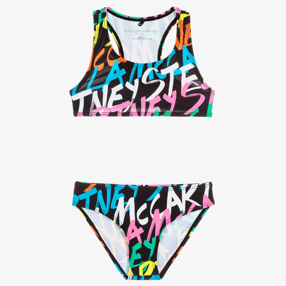 Stella McCartney Kids-Black Logo Bikini (UPF50+) | Childrensalon Outlet
