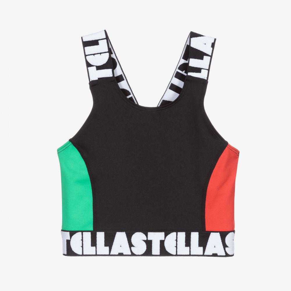 Stella McCartney Kids - Black Logo Sports Cropped Top | Childrensalon