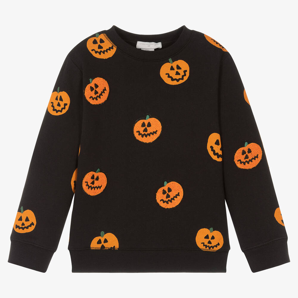 Stella McCartney Kids - Black & Orange Organic Cotton Pumpkin Sweatshirt | Childrensalon