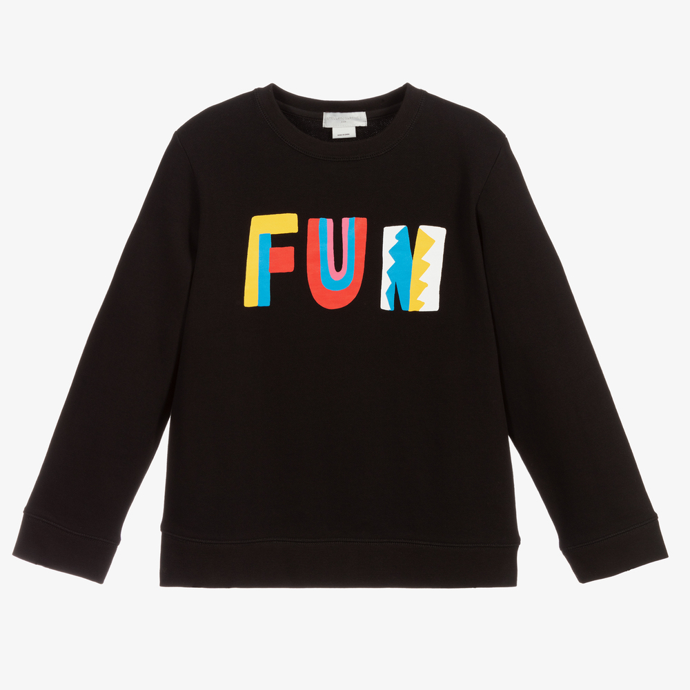 Stella McCartney Kids-Black Organic Logo Sweatshirt | Childrensalon Outlet