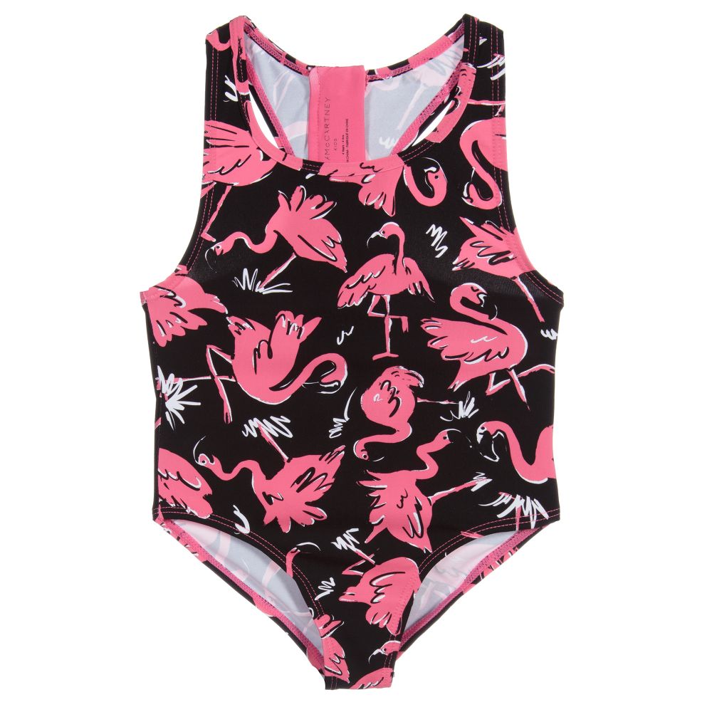Stella McCartney Kids - Black & Pink Swimsuit (UPF50+) | Childrensalon
