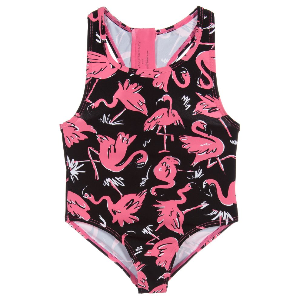 Stella McCartney Kids - Badeanzug in Schwarz und Pink (LSF 50+) | Childrensalon