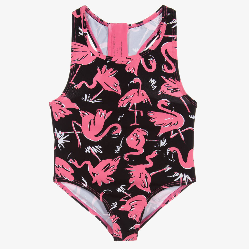 Stella McCartney Kids-مايو واقي لون أسود و زهري للبنات  +UPF50 | Childrensalon Outlet