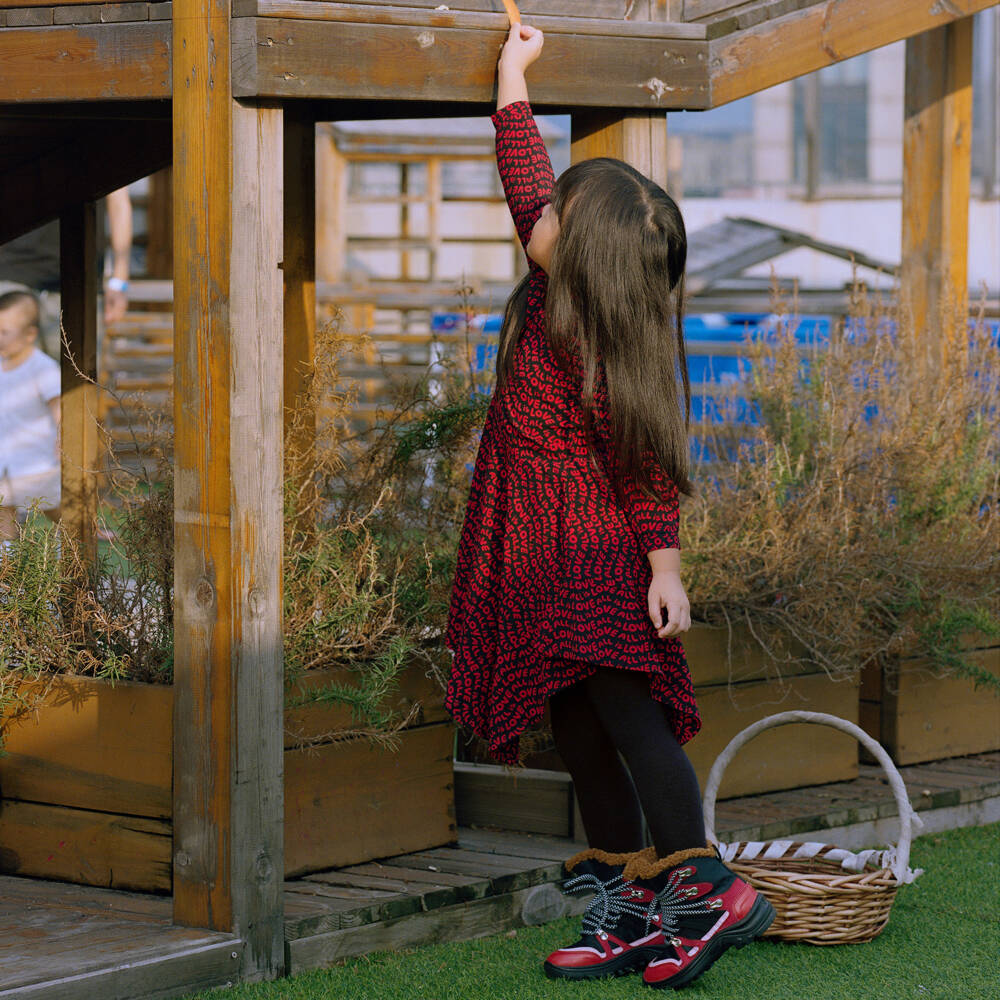 Stella McCartney Kids-Черно-красное шелковое платье | Childrensalon Outlet