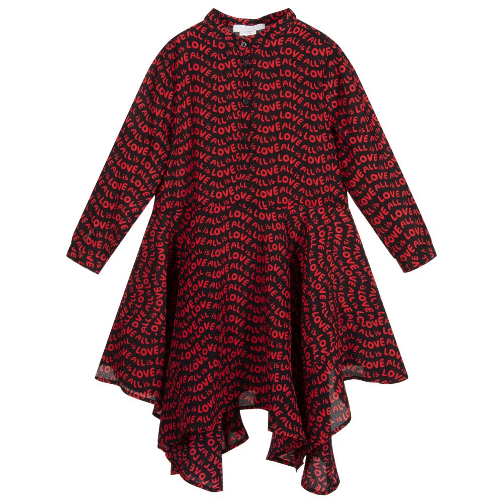 Stella McCartney Kids - فستان حرير لون أسود و أحمر | Childrensalon