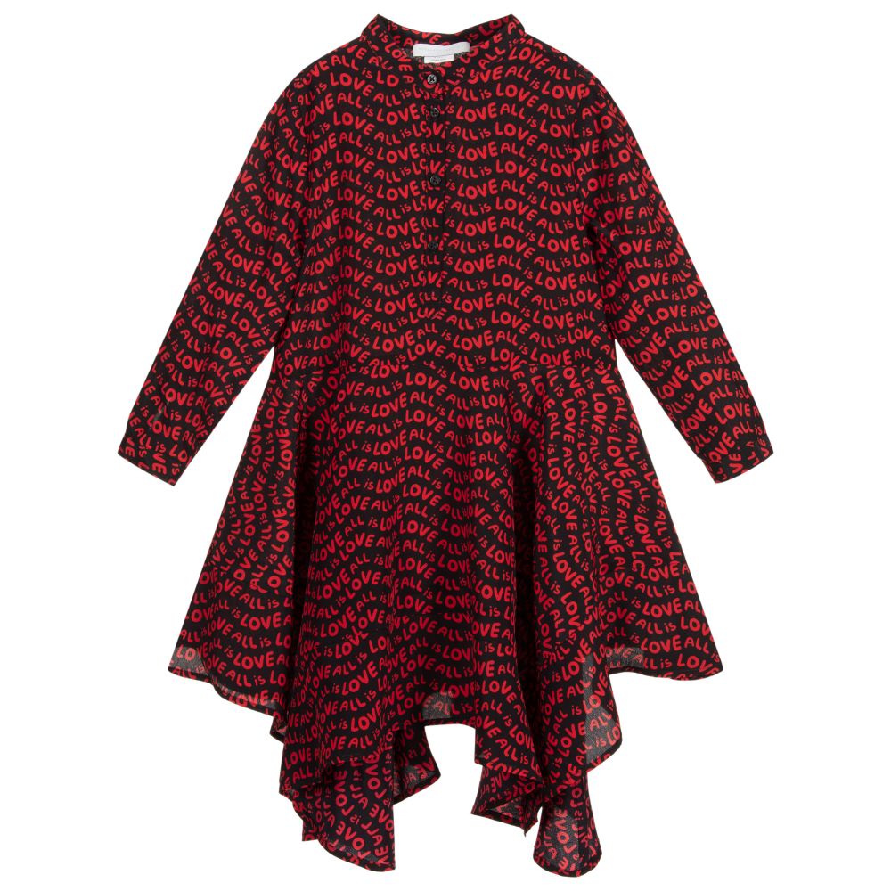 Stella McCartney Kids - Seidenkleid in Schwarz und Rot | Childrensalon