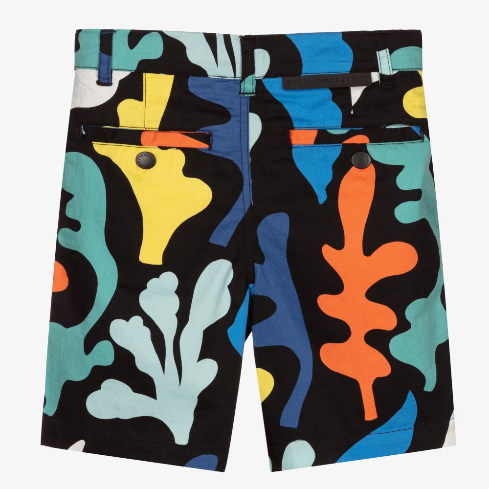 Stella McCartney Kids-Black Seaweed Print Shorts  | Childrensalon Outlet