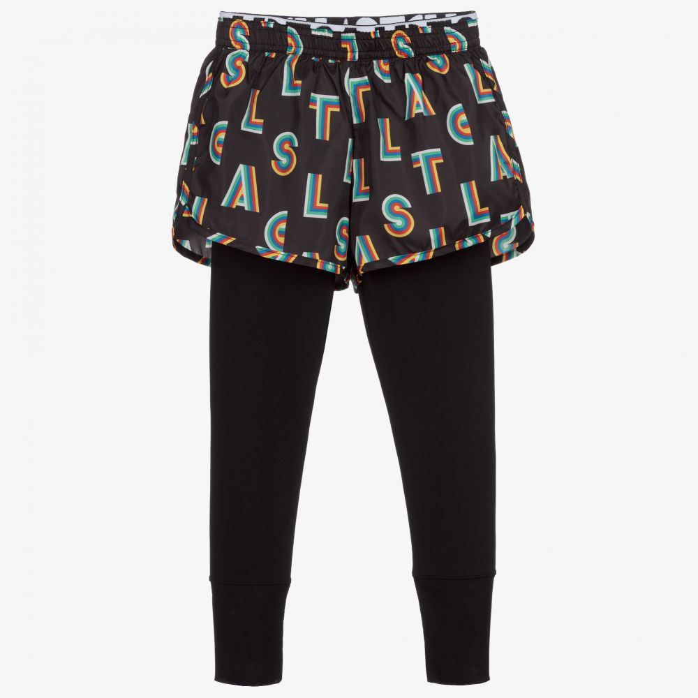 Stella McCartney Kids - Schwarze Sportshorts mit Leggings | Childrensalon