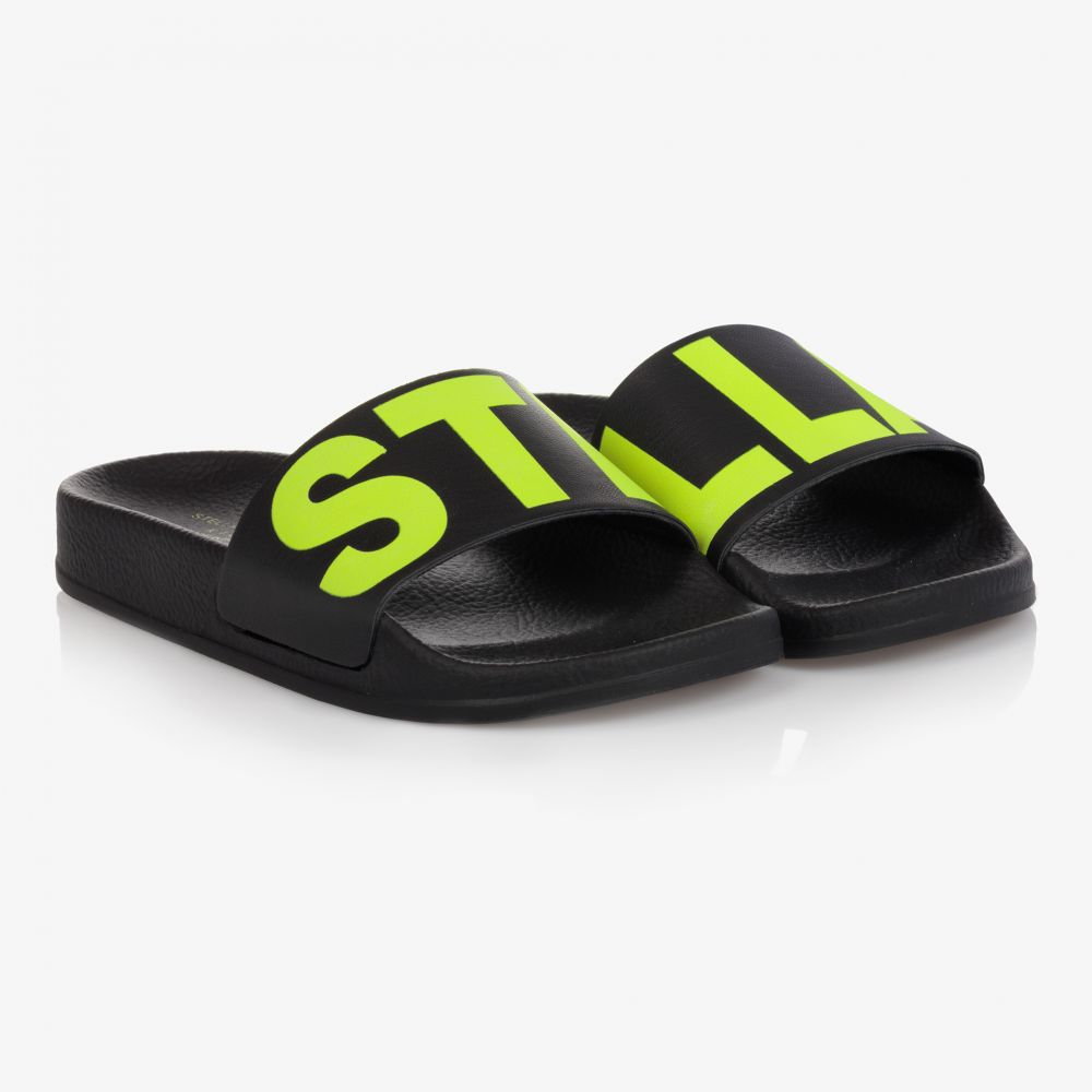 Stella McCartney Kids - Black & Yellow Sliders | Childrensalon