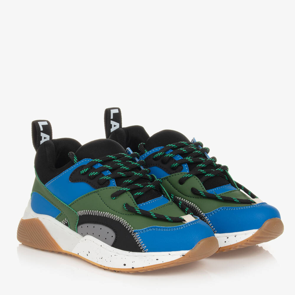 Stella McCartney Kids - Blue & Black Lace-Up Trainers | Childrensalon