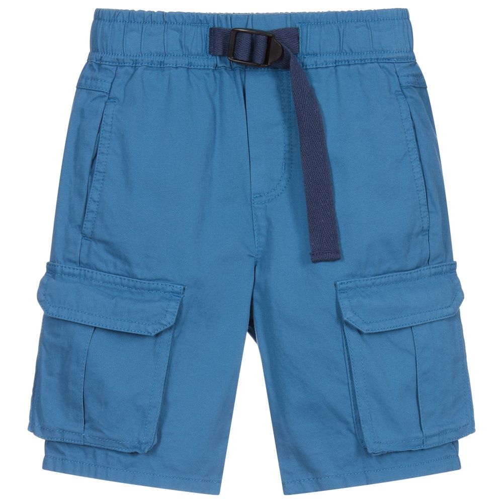 Stella McCartney Kids - Blue Cotton Cargo Shorts | Childrensalon