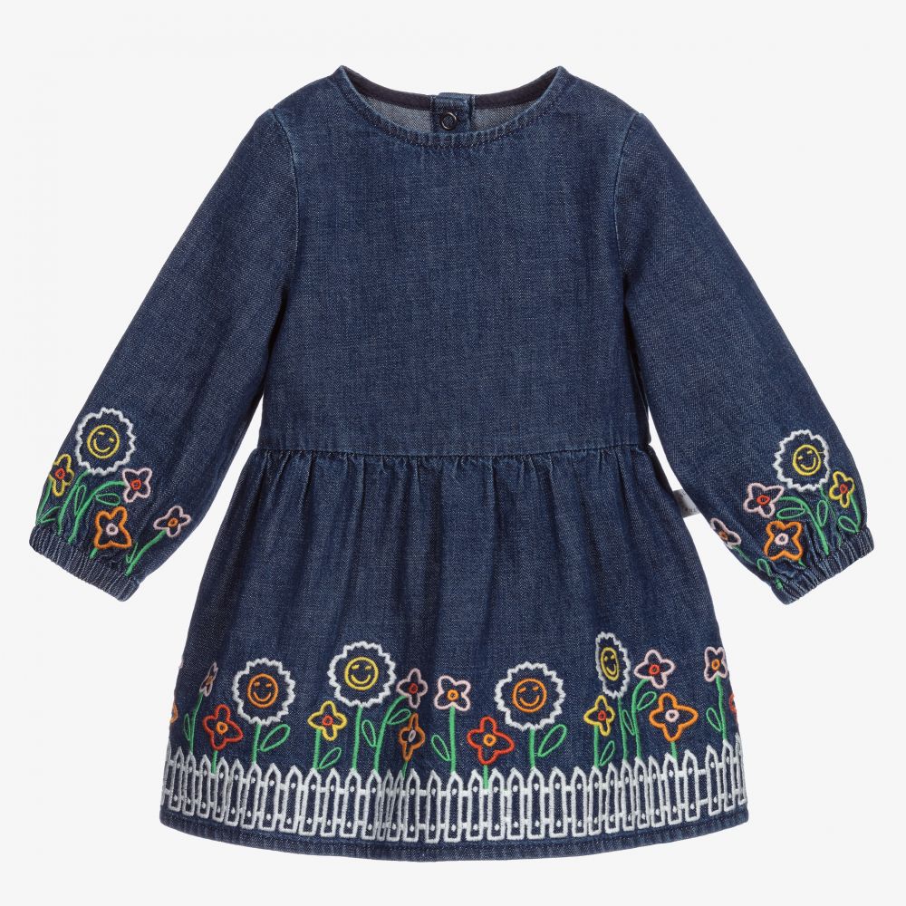 Stella McCartney Kids - Robe fleurie bleue en denim | Childrensalon