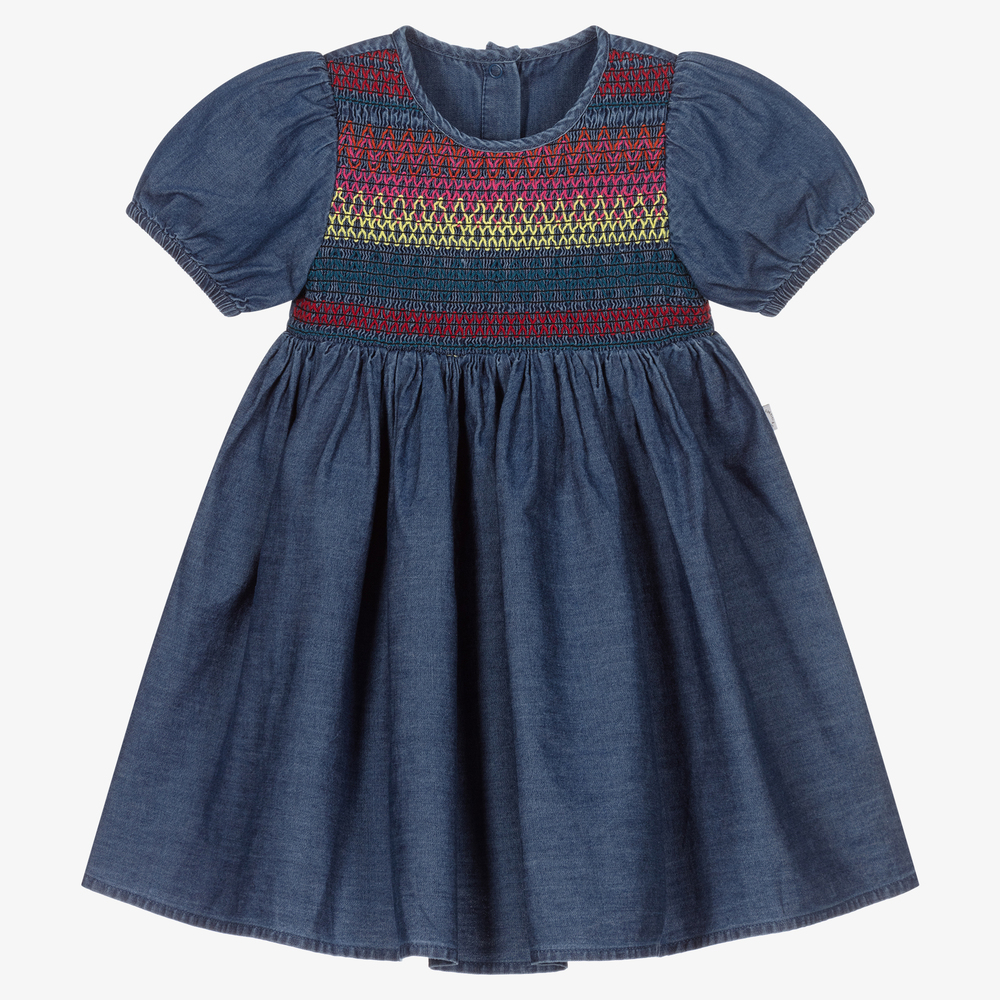 Stella McCartney Kids - طقم فستان وسروال داخلي قطن عضوي شامبري لون أزرق | Childrensalon