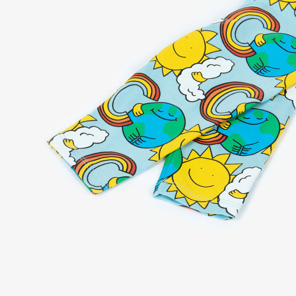 Stella McCartney Kids-Blue Earth Print Cotton Leggings | Childrensalon Outlet