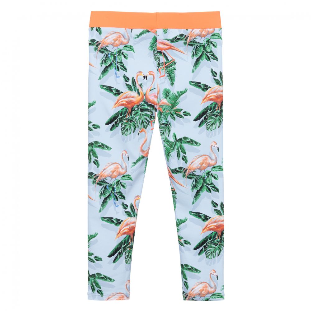 Stella McCartney Kids-Голубые легинсы с фламинго | Childrensalon Outlet