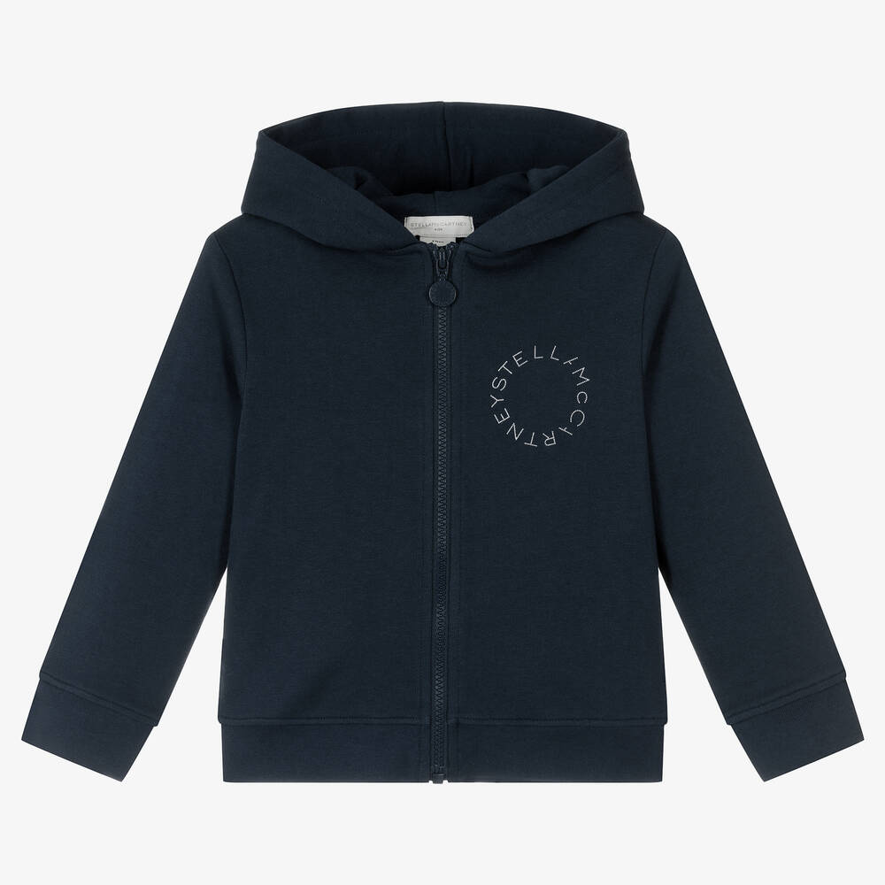 Stella McCartney Kids-توب هودي بسحّاب قطن عضوي لون كحلي | Childrensalon Outlet