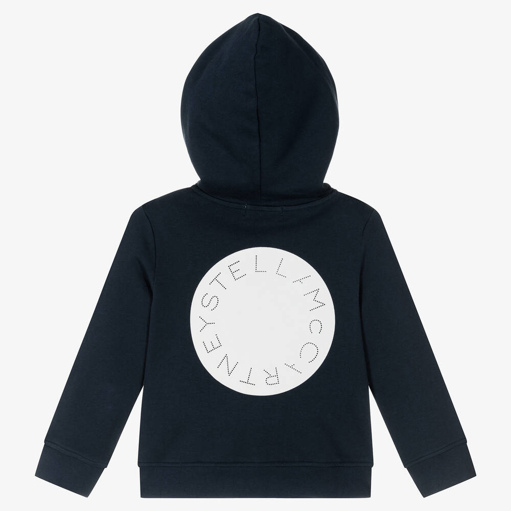 Stella McCartney Kids Blue Organic Cotton Jersey Zip Up Hoodie Childrensalon Outlet