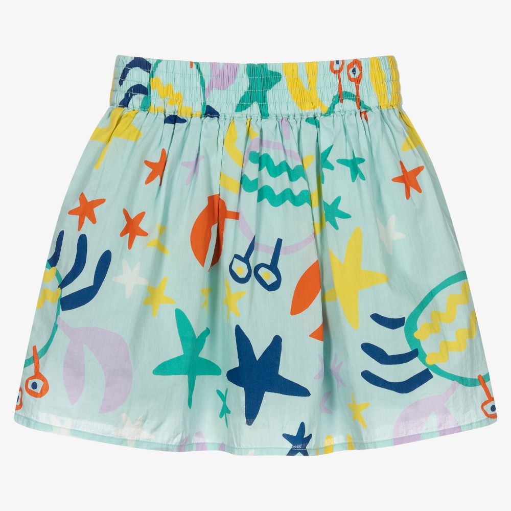Stella McCartney Kids-تنورة قطن عضوي لون أزرق فاتح | Childrensalon Outlet