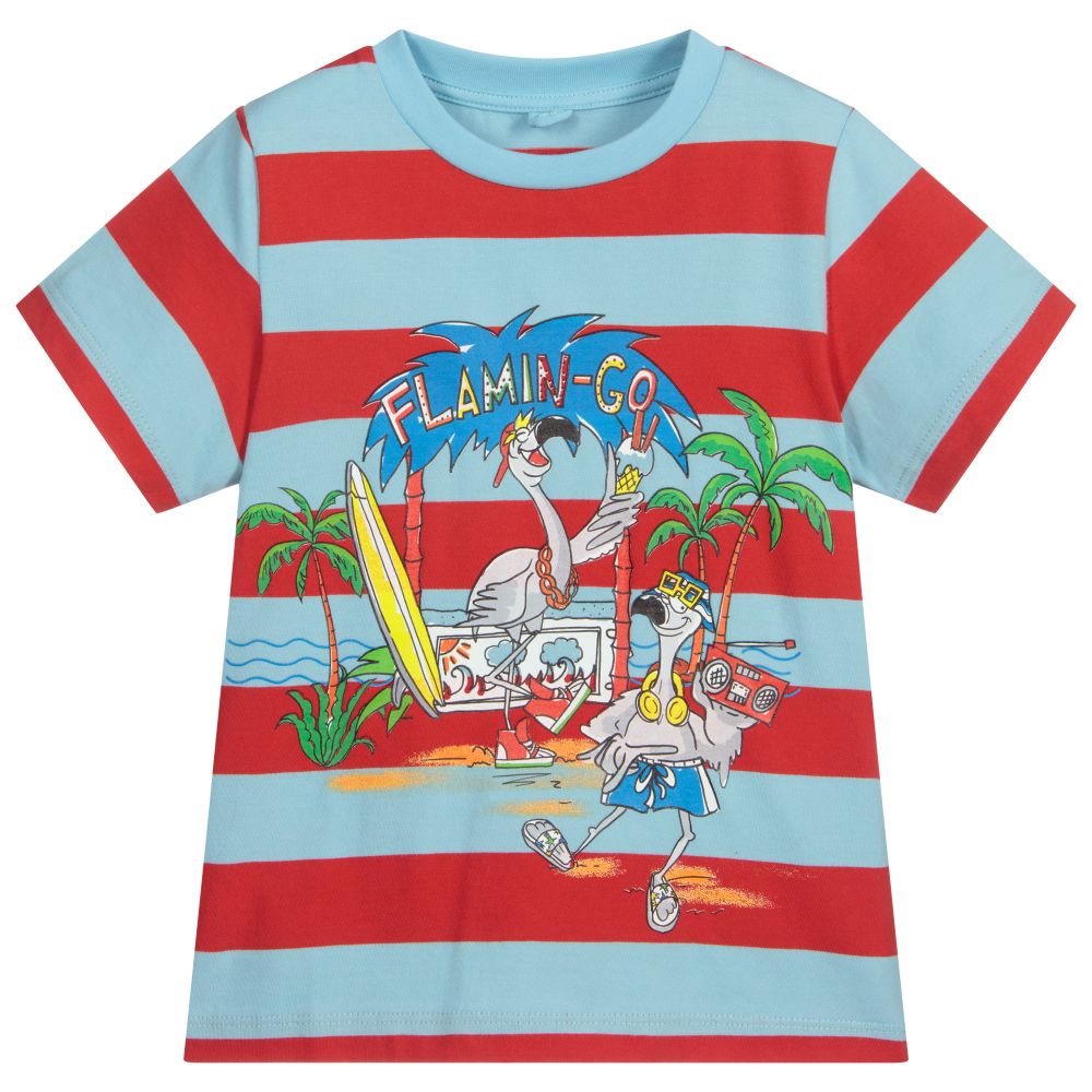 Stella McCartney Kids - Gestreiftes T-Shirt in Blau und Rot | Childrensalon