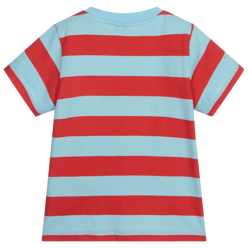 Red and blue striped t shirt best sale