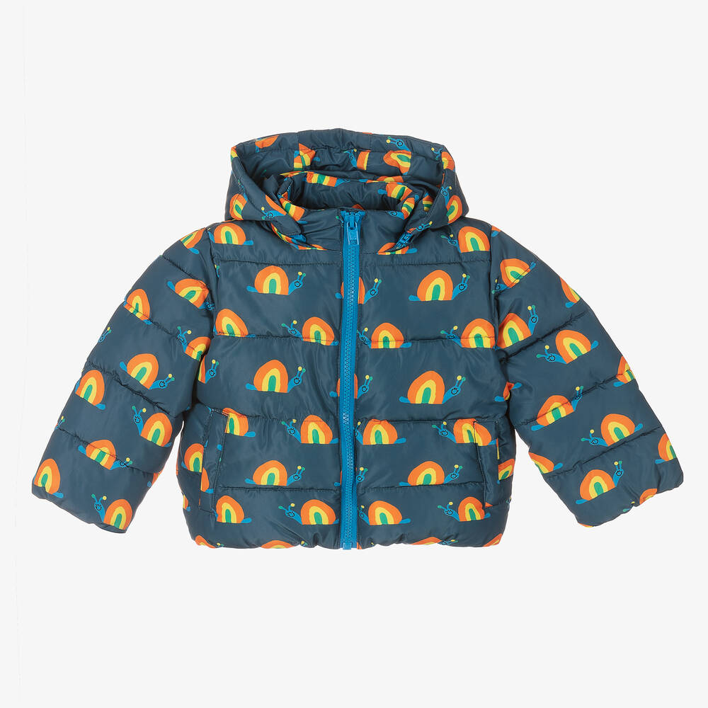 Stella McCartney Kids Blue Snail Print Puffer Jacket