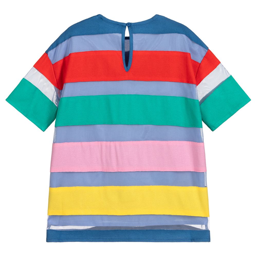 Stella McCartney Kids-Голубое платье из тюля в полоску | Childrensalon Outlet