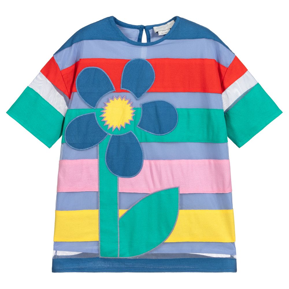 Stella McCartney Kids-Голубое платье из тюля в полоску | Childrensalon Outlet