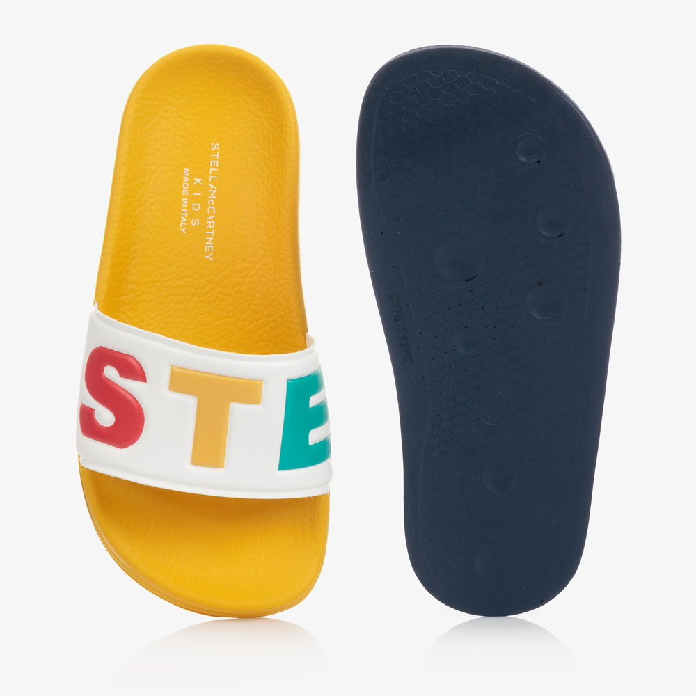 Stella McCartney Kids-Blue & Yellow Logo Sliders | Childrensalon Outlet