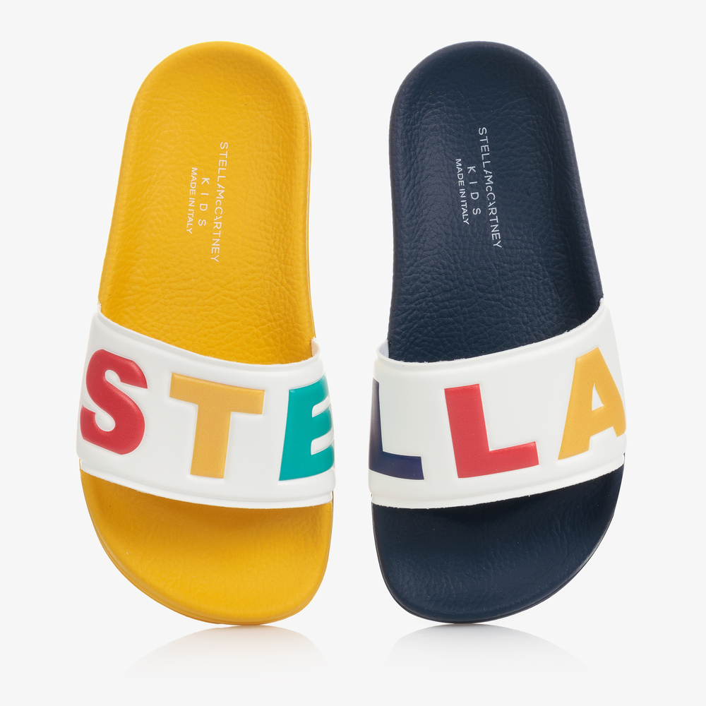 Stella McCartney Kids-Blue & Yellow Logo Sliders | Childrensalon Outlet