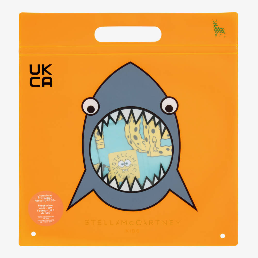 Stella McCartney Kids-Boys Aqua Blue SpongeBob Logo Swimshorts | Childrensalon Outlet