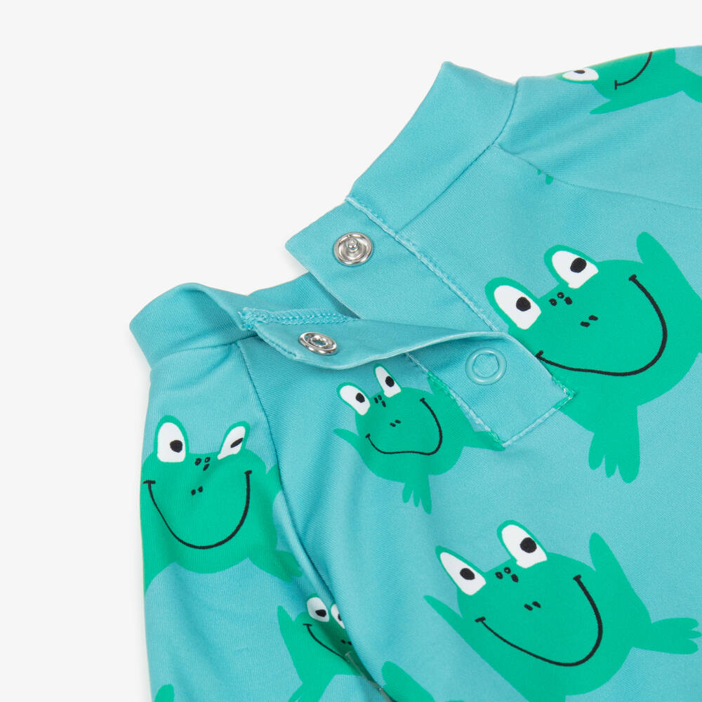 Stella McCartney Kids-طقم سباحة للأولاد بلون أكوا بنقشة الضفدع | Childrensalon Outlet