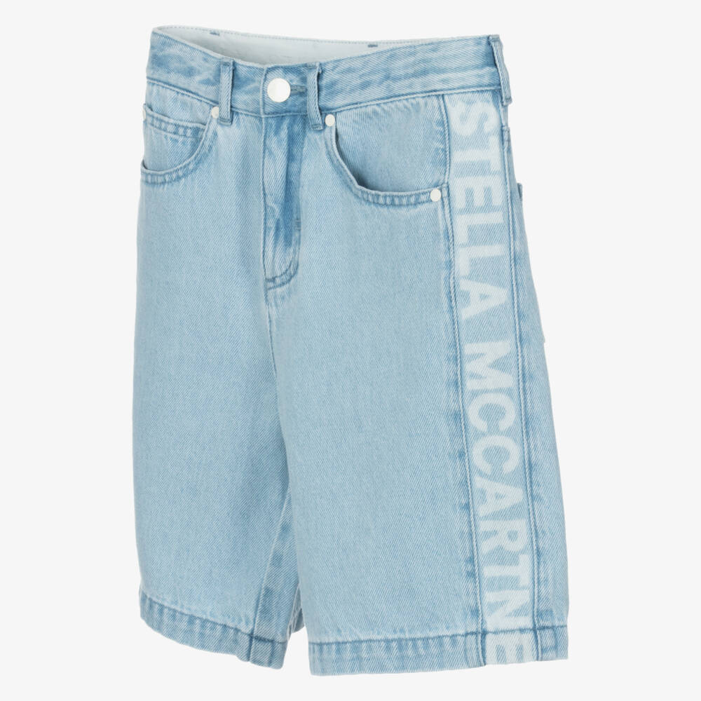 Stella McCartney Kids-Boys Azure Cotton Denim Shorts | Childrensalon Outlet