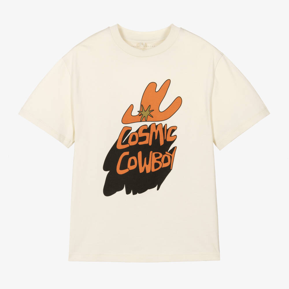 Stella McCartney Kids-Boys Beige Cotton Cowboy Tee | Childrensalon Outlet