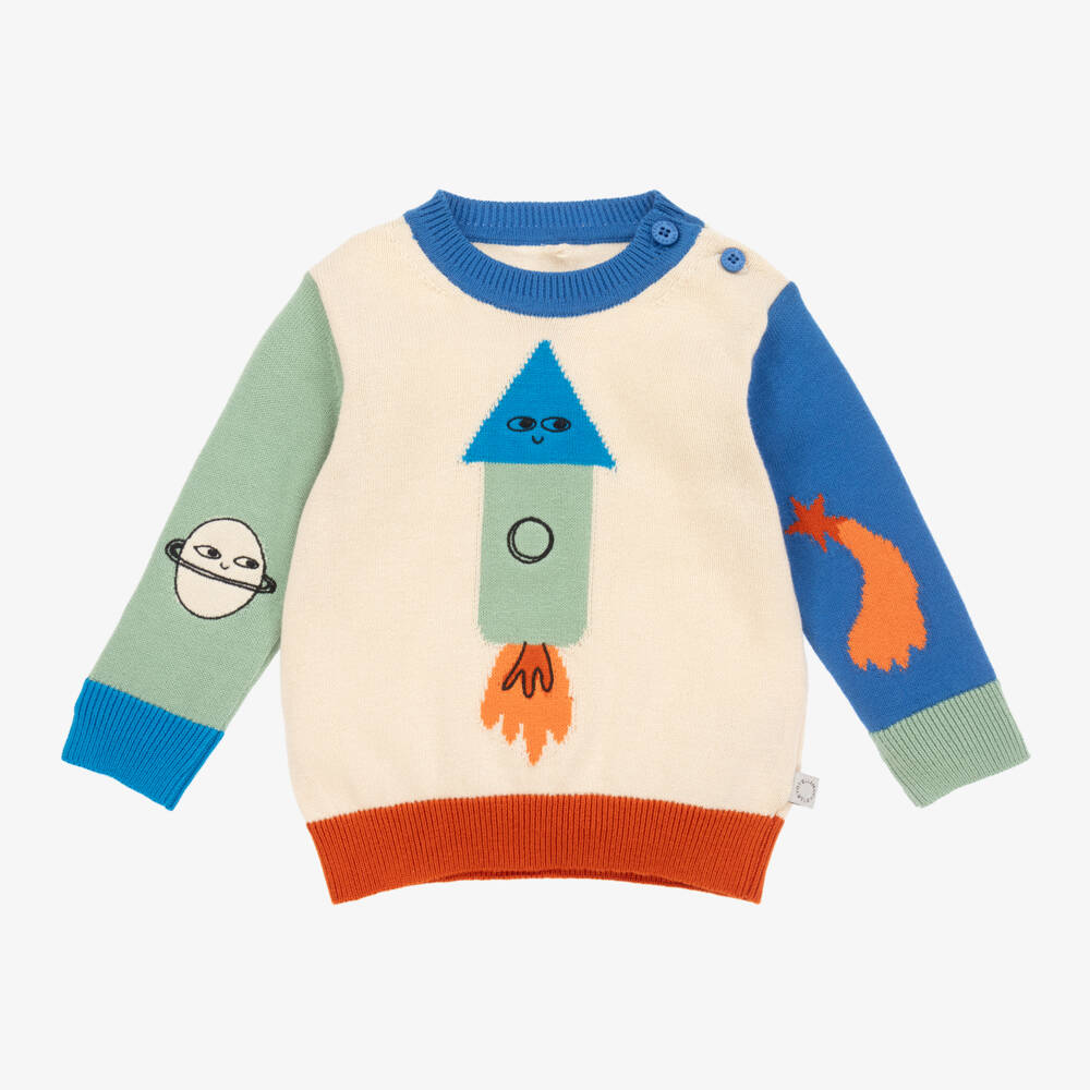Stella McCartney Kids-Boys Beige Rocket Knit Jumper | Childrensalon Outlet